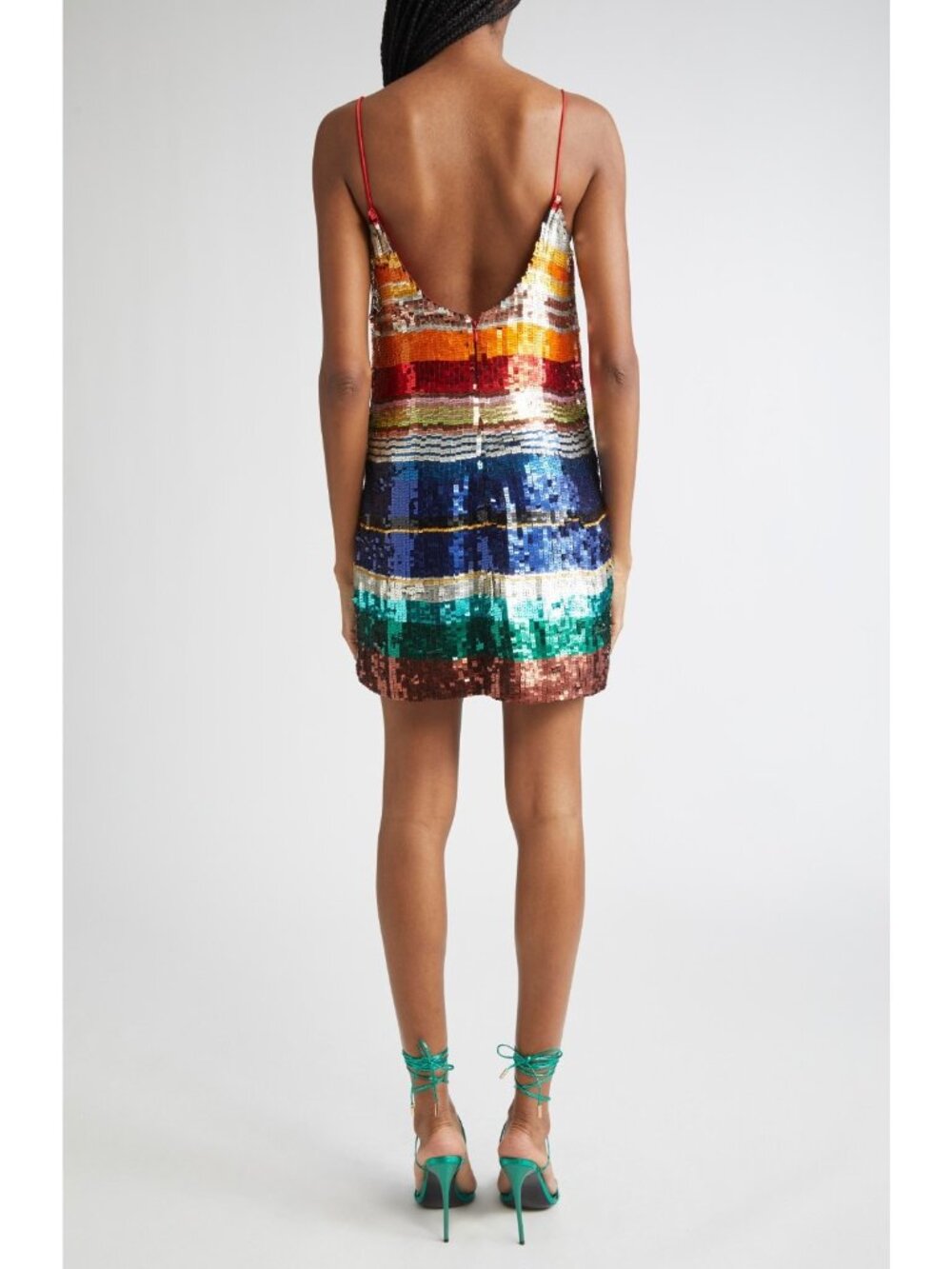 Alice + Olivia Bridget Women Rainbow Stripe Sequin Mini Dress Multicolor Size 8 - Picture 2 of 8